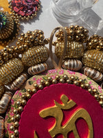 Load image into Gallery viewer, Chaandbali OM Pallet: OG Inflorescence Divine Pichwai + Maroon Navratna Patola
