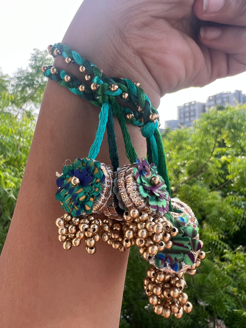 Emerald Embellished Braid: Bhabhi Rakhi
