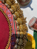 Load image into Gallery viewer, Ganesh Motif Pallet + Hanging: Vermillion Congruous Divine Pichwai &amp; Quill Mor Bani Thangat Kare
