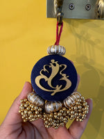 Load image into Gallery viewer, Mini Ganesh Charm: Solid Blue + Flare Mor Bani Thangat Kare