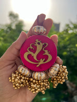 Load image into Gallery viewer, Mini Ganesh Charm: Solid Pink + Rosie Rani Bandhej