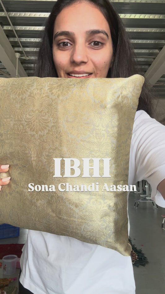 Sona Chandi Aasan – Banarasi Floor Cushion Set of 4 with Storage Cover