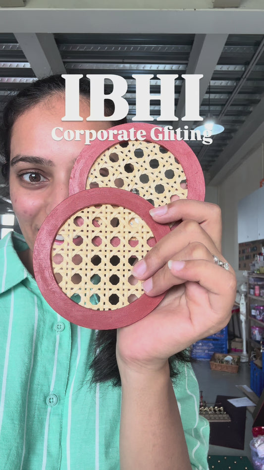 Vanshree Coasters – Rattan & MDF Set of 2 | IBHI