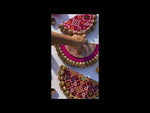 Load and play video in Gallery viewer, Maroon Navratna Patola &amp; Congruous Divine Pichwai Glass Beaded Arc Rangoli