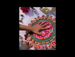 Load and play video in Gallery viewer, Two Way: Pink and Red Marron Navratna Patola Glass Rhapsody X Lumba Rangoli