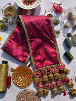 Load image into Gallery viewer, LUMBA KHES: Rosie Rani Surajmukhi Bandhej + Solid Pink