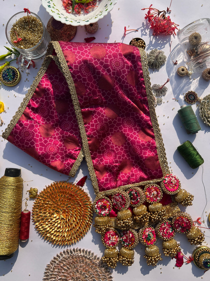 LUMBA KHES: Rosie Rani Surajmukhi Bandhej + Solid Pink