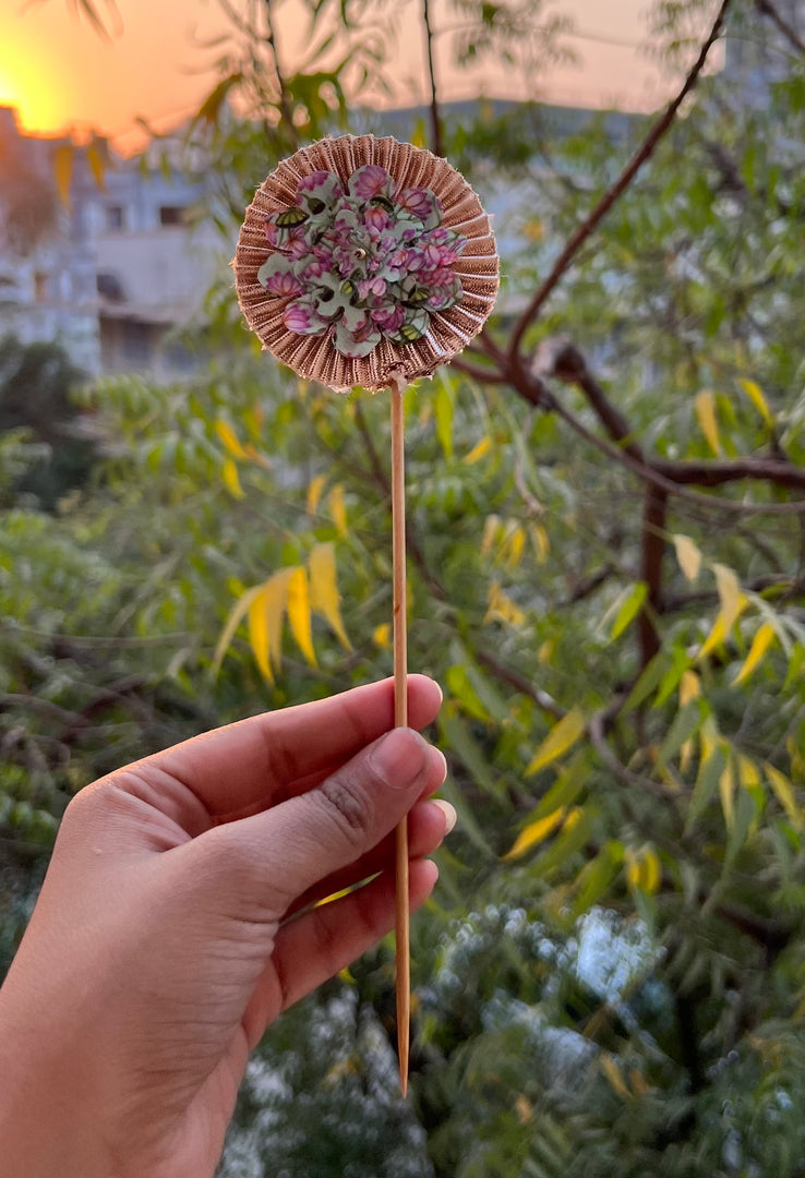 Pink Navratna Patola + Pastel Pistachio Inflorescence Divine Pichwai Trinket