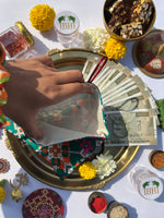 Load image into Gallery viewer, Bottle Green Navratna Patola Shagun Envelope
