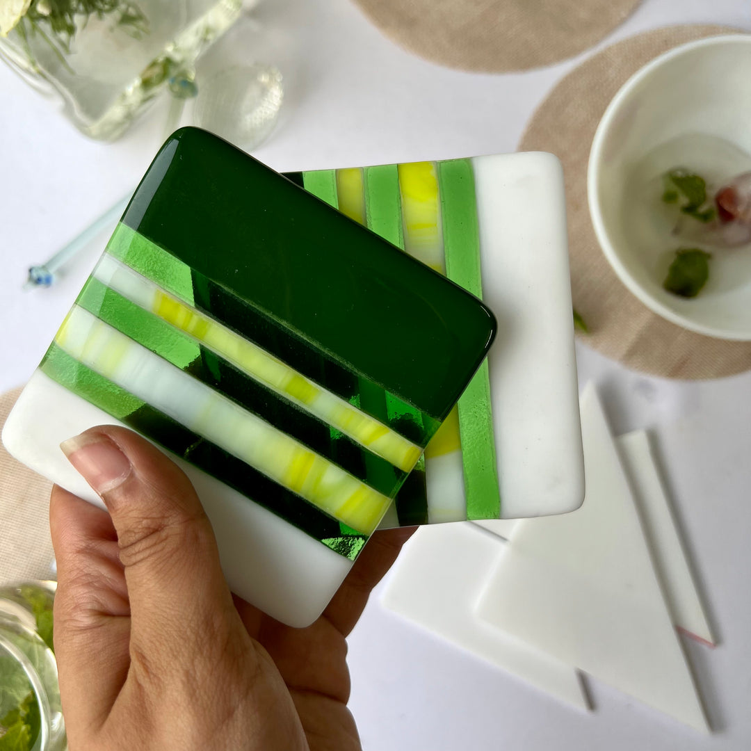 Virescently Fused Glass Coasters