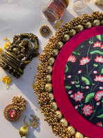 Load image into Gallery viewer, Pink Colloquial Divine Pichwai &amp; Golden Yellow Navratna Patola IBHI Classic Rangoli