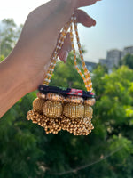 Load image into Gallery viewer, Pink Colloquial Divine Pichwai Spherical Glass Beaded Mini Diya Holder
