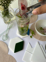 Load image into Gallery viewer, RBG &amp; Solid Milk White Fused-Glass Coasters-Set of 4