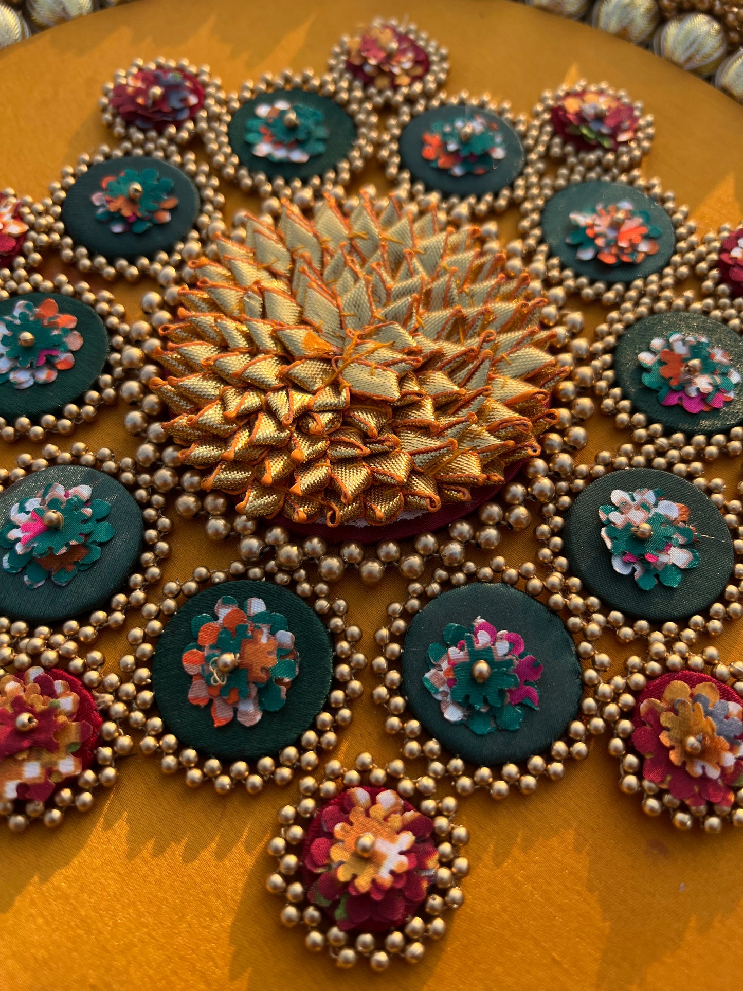 Mandala X Solid Mustard & OG Inflorescence Divine Pichwai Gathered Rangoli