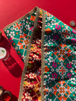 Load image into Gallery viewer, KHES: Maroon + Bottle Green Navratna Patola