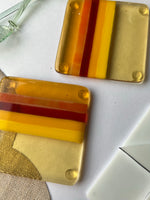 Load image into Gallery viewer, Amber &amp; Blood Red Fused Glass Coasters