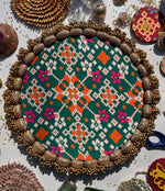 Load image into Gallery viewer, Rosie Rani Surajmukhi Bandhej + OG Inflorescence Divine Pichwai Rangoli- 10 inches basal diameter
