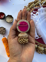 Load image into Gallery viewer, Enchanted Pink Navratna Patola Beaded Brooch