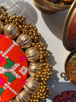 Load image into Gallery viewer, Joker Poker : Orange Navratna Patola + Burnt Pantone Intense Ajrakh
