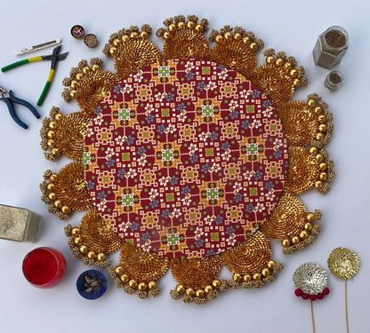 The Maroon Navratna Gota Scallop Rangoli - IBHI