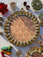 Load image into Gallery viewer, Chaandbali Maroon Navratna Patola &amp; Inflorescence Divine Pichwai Rangoli + Diya Pallets
