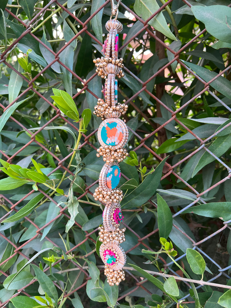 Melow Melodrama Bottle Green Navratna Patola + Pink Navratna Patola Lumba Side hanging