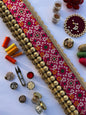 Vermillion Pichwai and Pink Navratna Patola Tasseled Toran