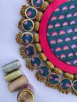 Load image into Gallery viewer, Two Way: Idiosyncratic &amp; Congruous Divine Pichwai Glass Rhapsody X Lumba Rangoli
