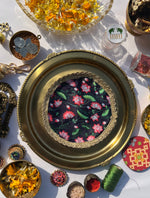 Load image into Gallery viewer, Fabric Coaster Rosie Rani Bandhej + Pink Colloquial Divine Pichwai
