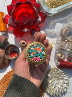 Load image into Gallery viewer, Bling Too Much Beaded Bottle Green Navratna Patola Mini Jar