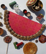 Load image into Gallery viewer, Rosie Rani Bandhej + Pink Navratna Patola Arc Rangoli