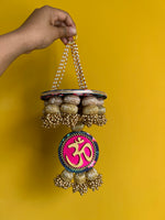 Load image into Gallery viewer, Pink Colloquial Divine Pichwai Om Pearl Hanging
