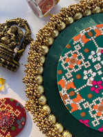 Load image into Gallery viewer, Inflorescence Divine Pichwai &amp; Green Navratna Patola IBHI Classic Rangoli