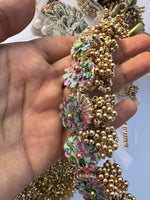 Load image into Gallery viewer, Enchanted Pastel Pistachio Inflorescence Divine Pichwai Mini Lumba Hair band