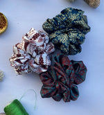 Load image into Gallery viewer, Christmas Blooms Silk Scrunchie