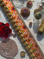 Load image into Gallery viewer, Frozen Orange Patola + OG Inflorescence Divine Pichwai Single Bead Toran (Solid)
