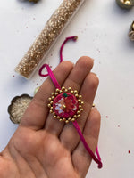 Load image into Gallery viewer, Miniature Pink Navratna Patola Enchanted Prakash Rakhi