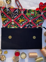 Load image into Gallery viewer, Black Hathi Popat Patola X Solid Black Silk Encase Clutch