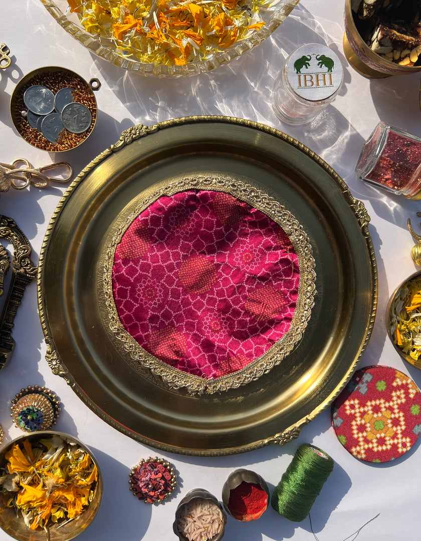Fabric Coaster Rosie Rani Bandhej + Pink Colloquial Divine Pichwai