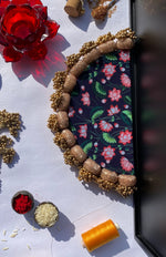 Load image into Gallery viewer, Pink Navratna Patola and Pink Colloquial Glass Beaded Arc Rangoli
