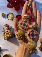 Load image into Gallery viewer, Beaded Golden Yellow Navratna Patola Charms
