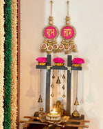 Load image into Gallery viewer, OG Inflorescence Divine Pichwai &amp; Bottle Green Navratna Patola  Shubh Labh Dangler- Set of 2
