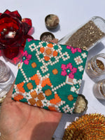 Load image into Gallery viewer, ADD ON: Bottle Green Navratna Patola Mini Pouch