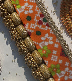 Load image into Gallery viewer, Frozen Orange Patola + OG Inflorescence Divine Pichwai Single Bead Toran (Solid)
