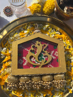 Load image into Gallery viewer, Pink Navratna Patola Ganpati Glass Door Hanging