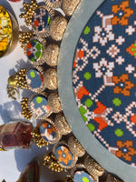 Load image into Gallery viewer, Black + Grey Navratna Patola Glass Rhapsody Lumba Rangoli
