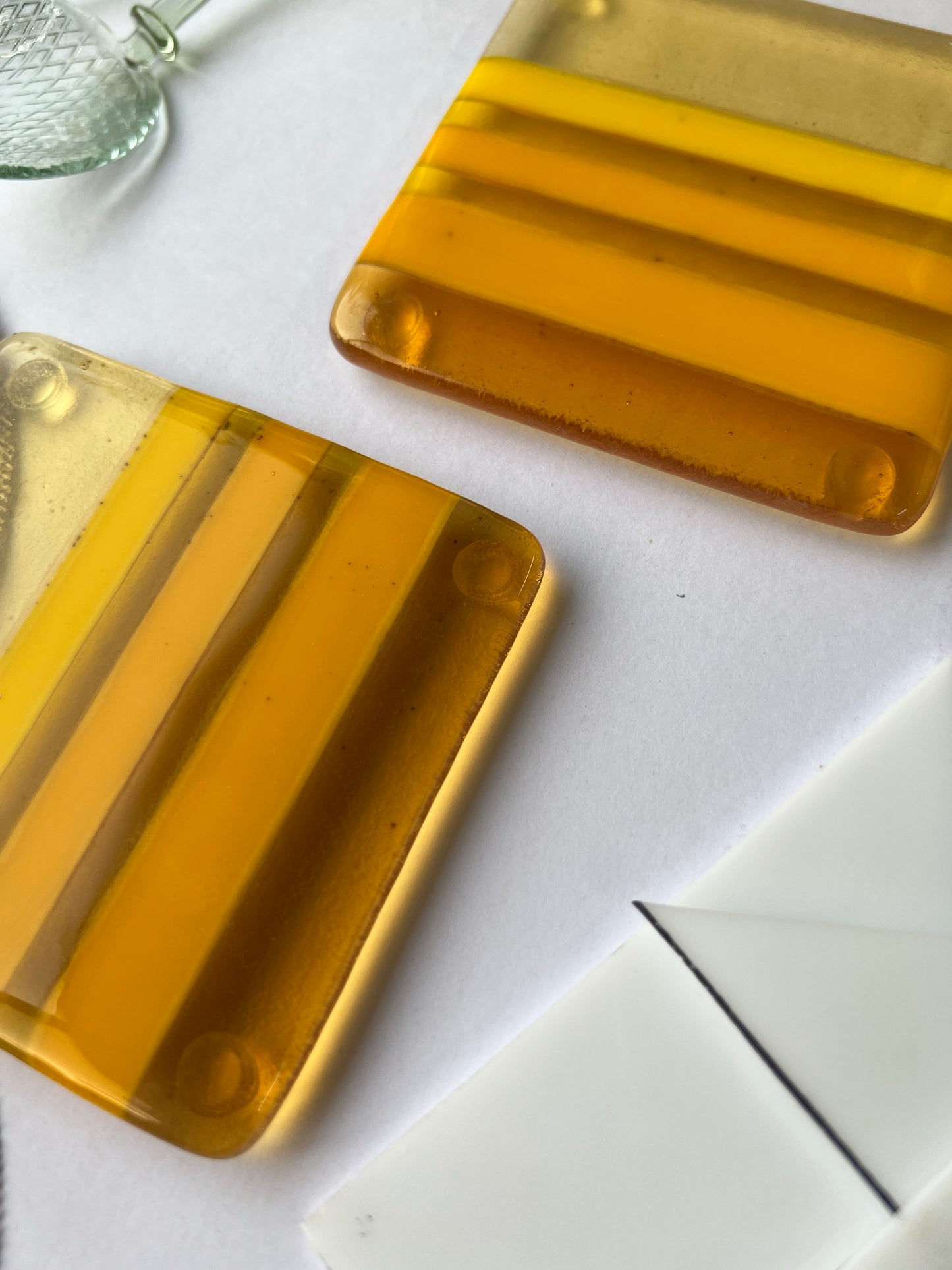 Yellow Mellow Fused Glass Coasters Coasters