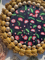 Load image into Gallery viewer, Teardrop Gota Chaandbali Twain Colloquial Divine Pichwai Rangoli- 8 inches basal diameter | 13 inches total diameter
