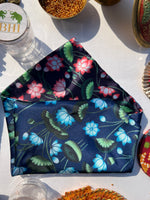 Load image into Gallery viewer, POCKET SQUARE + MINI POUCH- Blue + Pink Colloquial Divine Pichwai