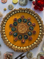 Load image into Gallery viewer, Mandala X Solid Mustard &amp; OG Inflorescence Divine Pichwai Gathered Rangoli